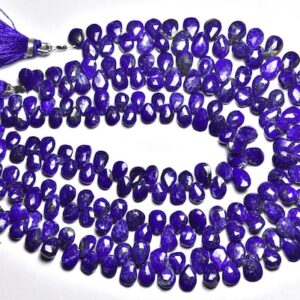Lapis Lazuli Pear Beads - 8 Inches - Natural Beautiful Tiny Lapis Lazuli Faceted Pear Briolettes Strand - Size Is 4x6-5x8mm #682 Lapis Lazuli Pear Beads - 8 Inches - Natural Beautiful Tiny Lapis Lazuli Faceted Pear Briolettes Strand - Size Is 4x6-5x8mm #682