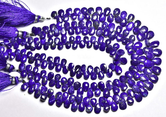 Lapis Lazuli Pear Beads - 8 Inches - Natural Beautiful Tiny Lapis Lazuli Faceted Pear Briolettes Strand - Size Is 4x6-5x8mm #682