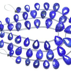Lapis Lazuli Pear Beads - 8 Inches - Super Quality Natural Afghani Lapis Lazuli Faceted Pear Briolettes,size Is 6x8-11x13mm #90 Lapis Lazuli Pear Beads - 8 Inches - Super Quality Natural Afghani Lapis Lazuli Faceted Pear Briolettes,size Is 6x8-11x13mm #90