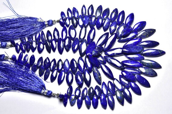 Superb Lapis Lazuli Marquise Beads - 7 Inches - Natural Smooth Big Lapis Briolette - Size Is  5x10 - 7x22 Mm #2576