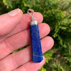 Lapis Lazuli Pendant 2.2" - With Silver Bail - Natural Crystal - Stone Jewelry- Healing Crystal- Meditation Stone- Gift - 6g