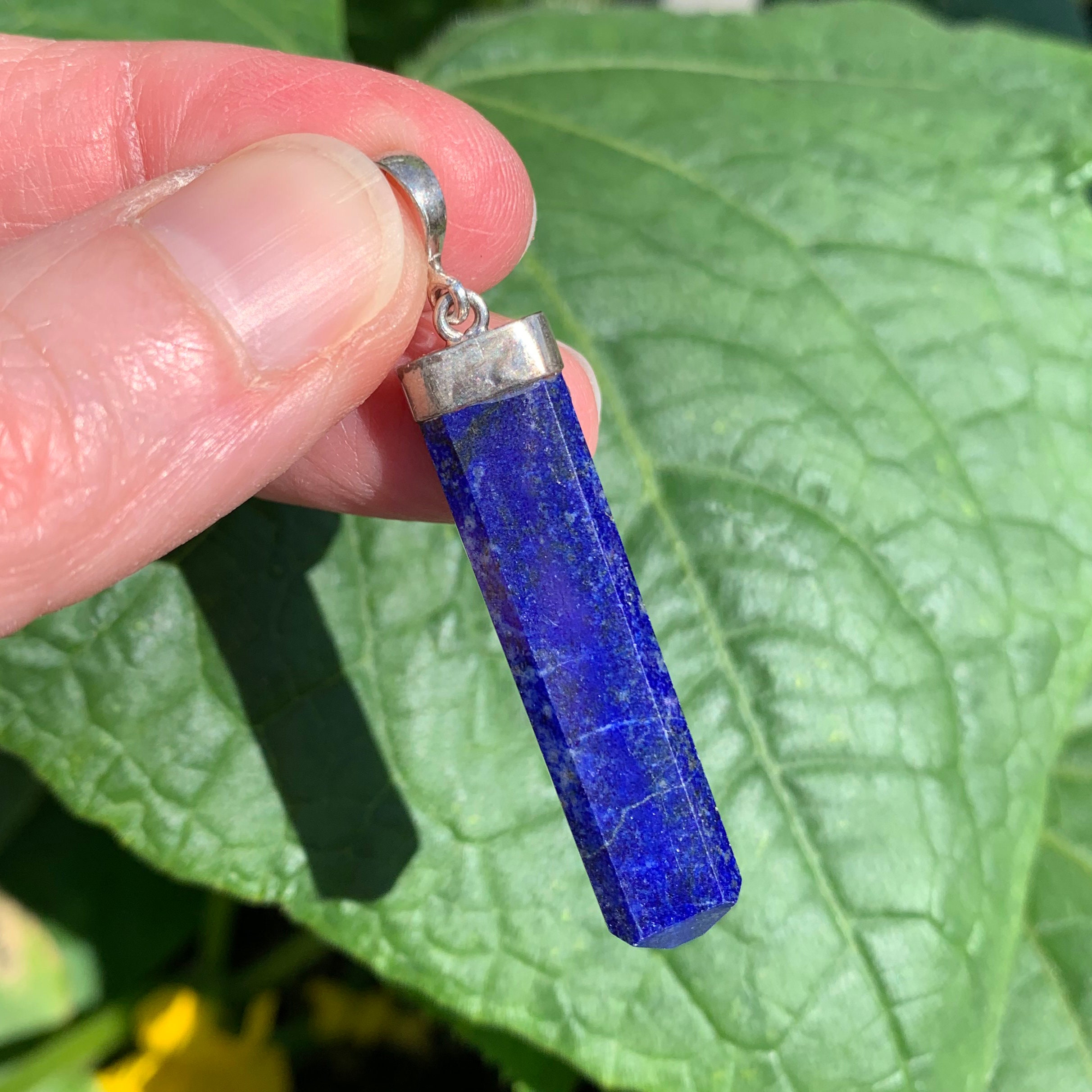 Lapis Lazuli Pendant 2.2" - With Silver Bail - Natural Crystal - Stone Jewelry- Healing Crystal- Meditation Stone- Gift- 7g