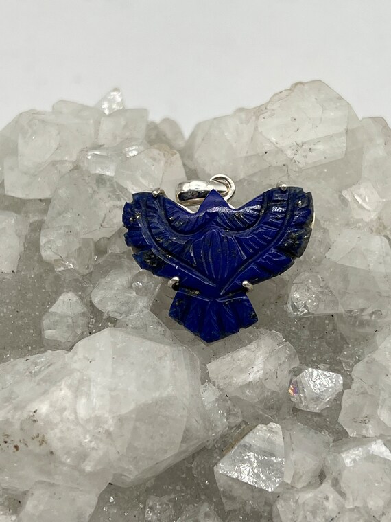 Carved Eagle Lapis Pendant