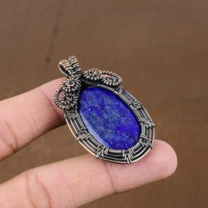 Handmade Oval Lapis Lazuli Pendant: Vintage Sterling Silver Jewelry