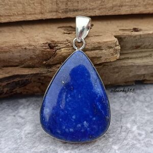 Handmade Pear Lapis Lazuli Copper Wire Wrapped Pendant
