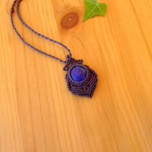 Lapis lazuli pendant, macrame necklace, lapis necklace, macrame pendant, healing jewelry, bohemian pendant, macrame jewelry, hippie pendant