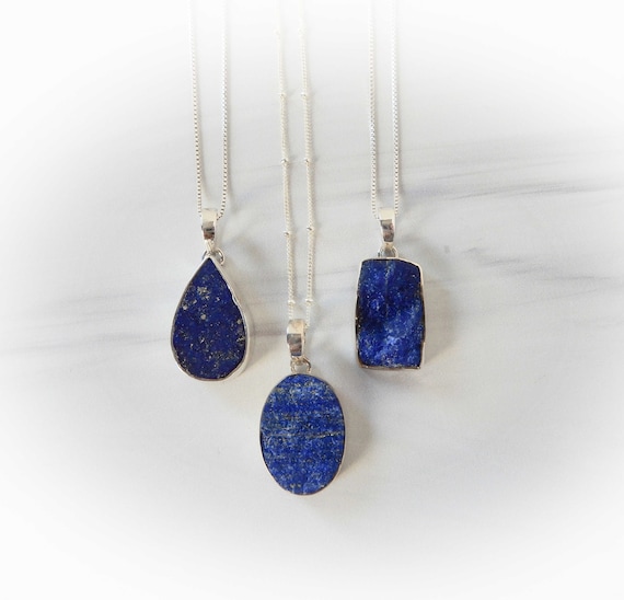 Lapis Lazuli Necklace Sterling Silver • Genuine Lapis Lazuli Necklace • Blue Lapis Pendant • Genuine Gemstone Jewelry • Holiday Gift