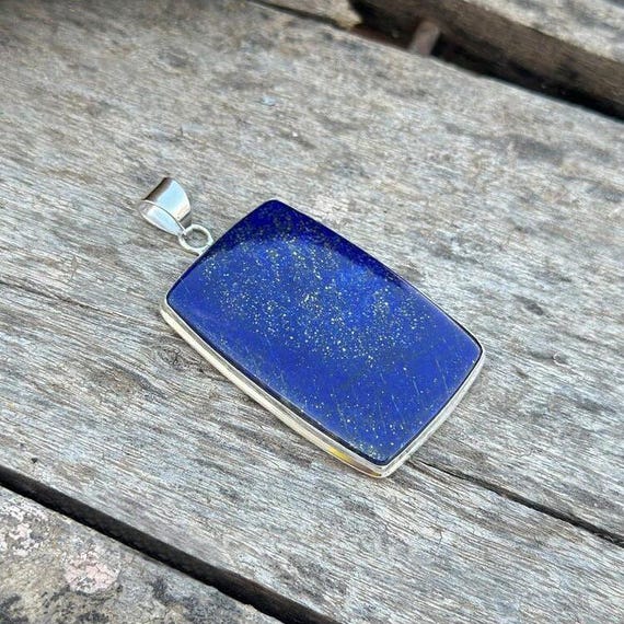Lapis Lazuli Square Pendant: Sterling Silver Gemstone Jewelry Lapis Lazuli Square Pendant: Sterling Silver Gemstone Jewelry