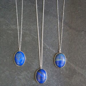 Sterling Silver Lapis Lazuli Necklace, Custom Length, Genuine Lapis Pendant