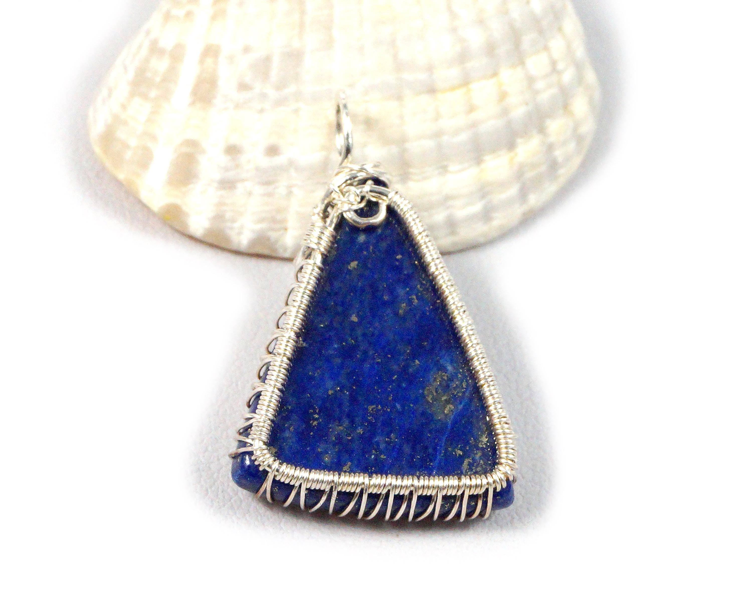 Lapis Lazuli Sterling Silver Wire Wrapped Pendant: Handmade Artisan Jewelry Lapis Lazuli Sterling Silver Wire Wrapped Pendant: Handmade Artisan Jewelry