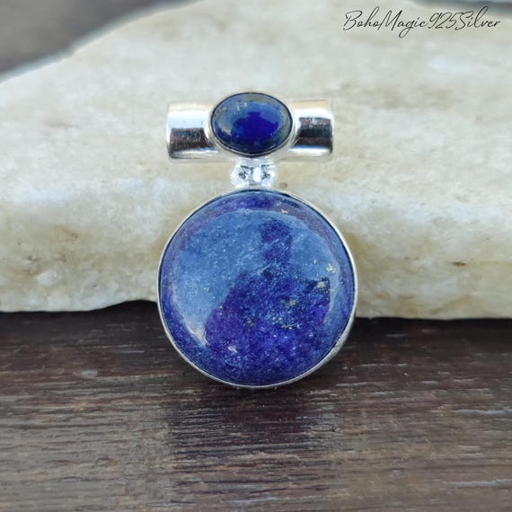 Sterling Silver Lapis Lazuli Naja Pendant: Southwestern Gemstone Jewelry