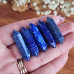 1.2" Small Lapis Lazuli DT Crystal Wands (dyed) Bulk Lots of Double Terminated Points for Jewelry Making or Crystal Grids