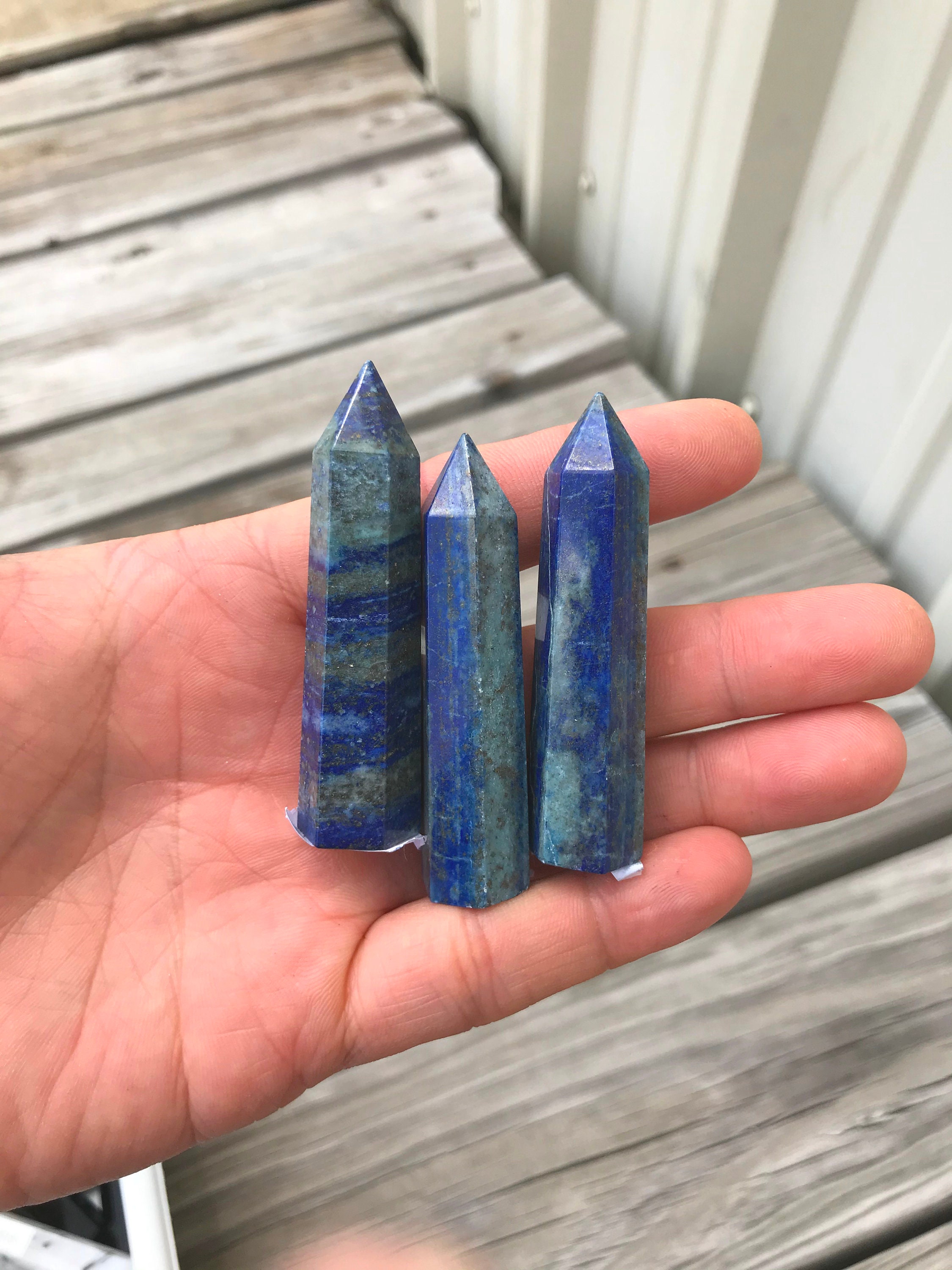 1 Pc Natural Lapis Obelisk Tower Point Wand Healing Crystal