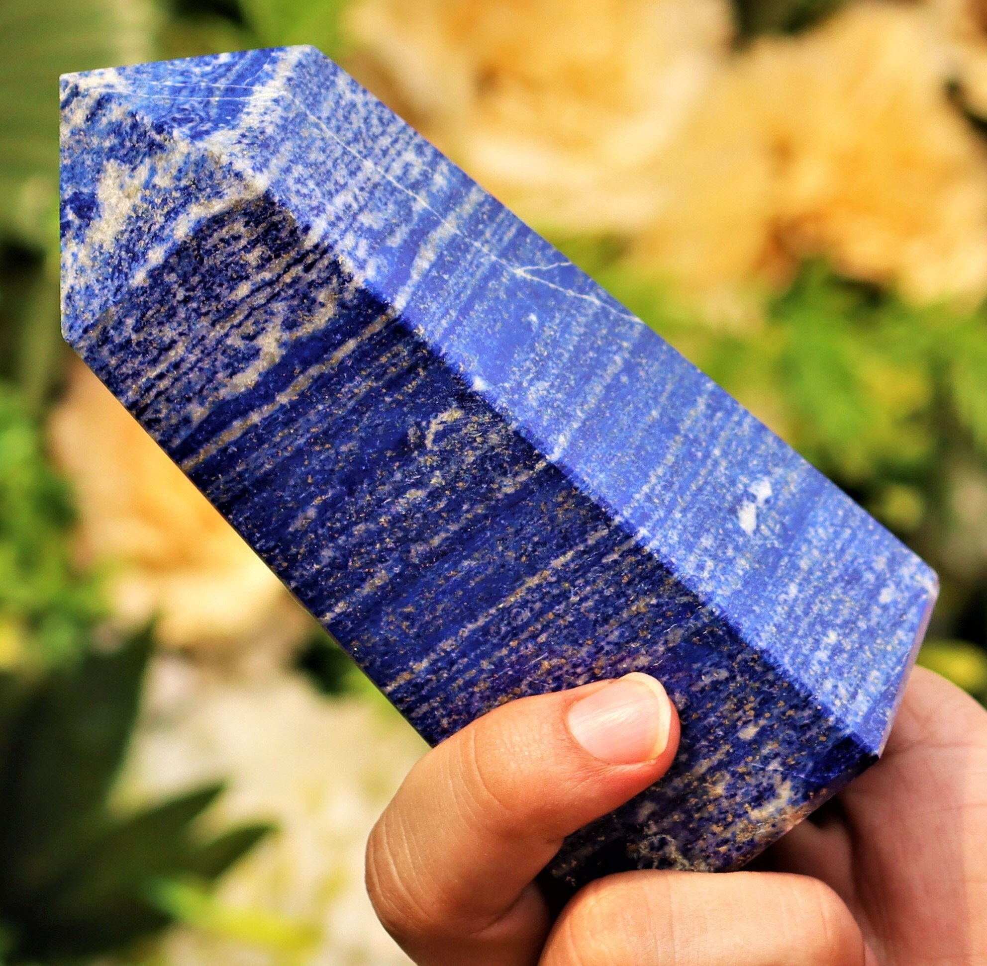 Blue Lapis Lazuli Tower: Faceted Healing Crystal Obelisk (135mm) Blue Lapis Lazuli Tower: Faceted Healing Crystal Obelisk (135mm)