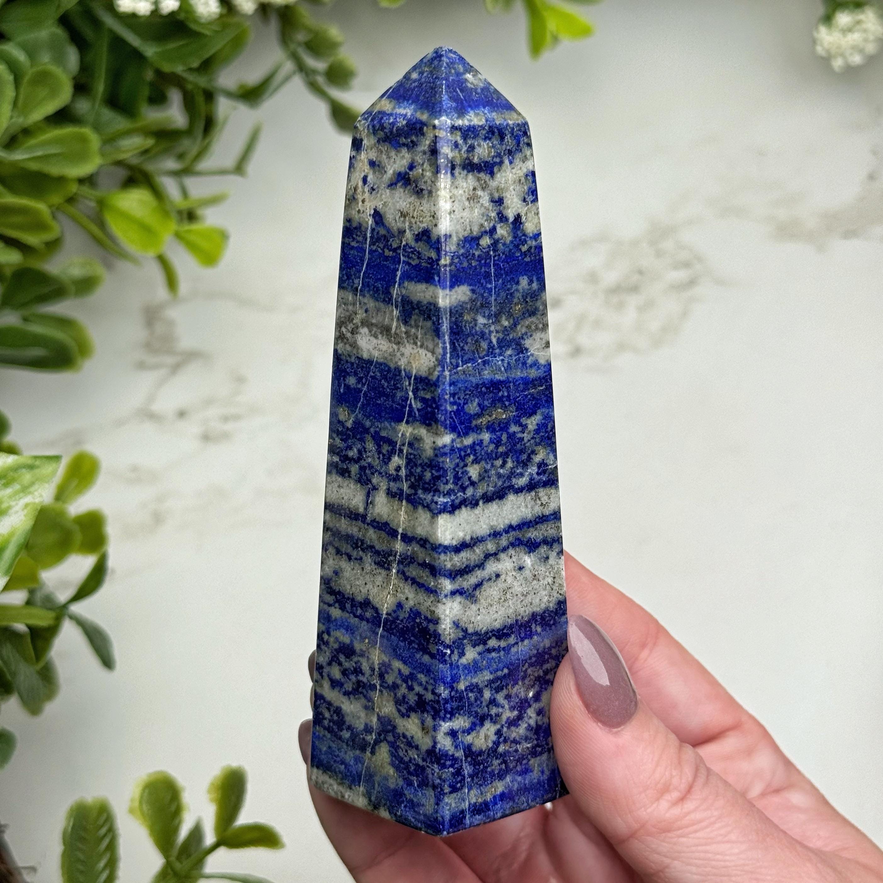 Lapis Lazuli Point | 177g | - #7 (polished Blue Crystal Tower, Third-eye Chakra, Healing Stone, Intuition)