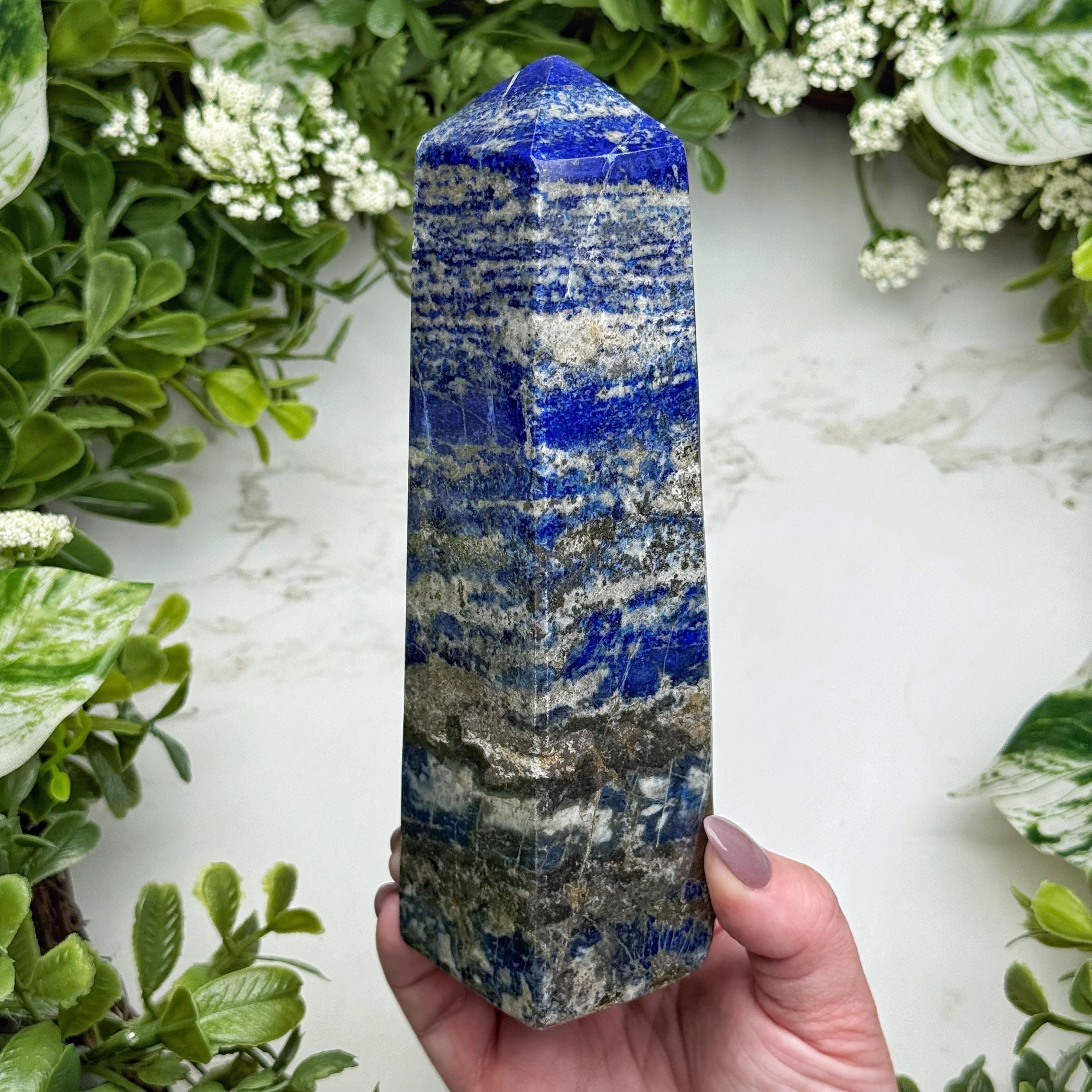 Lapis Lazuli Point | 680g | - #2 (polished Blue Crystal Tower, Third-eye Chakra, Healing Stone, Intuition)
