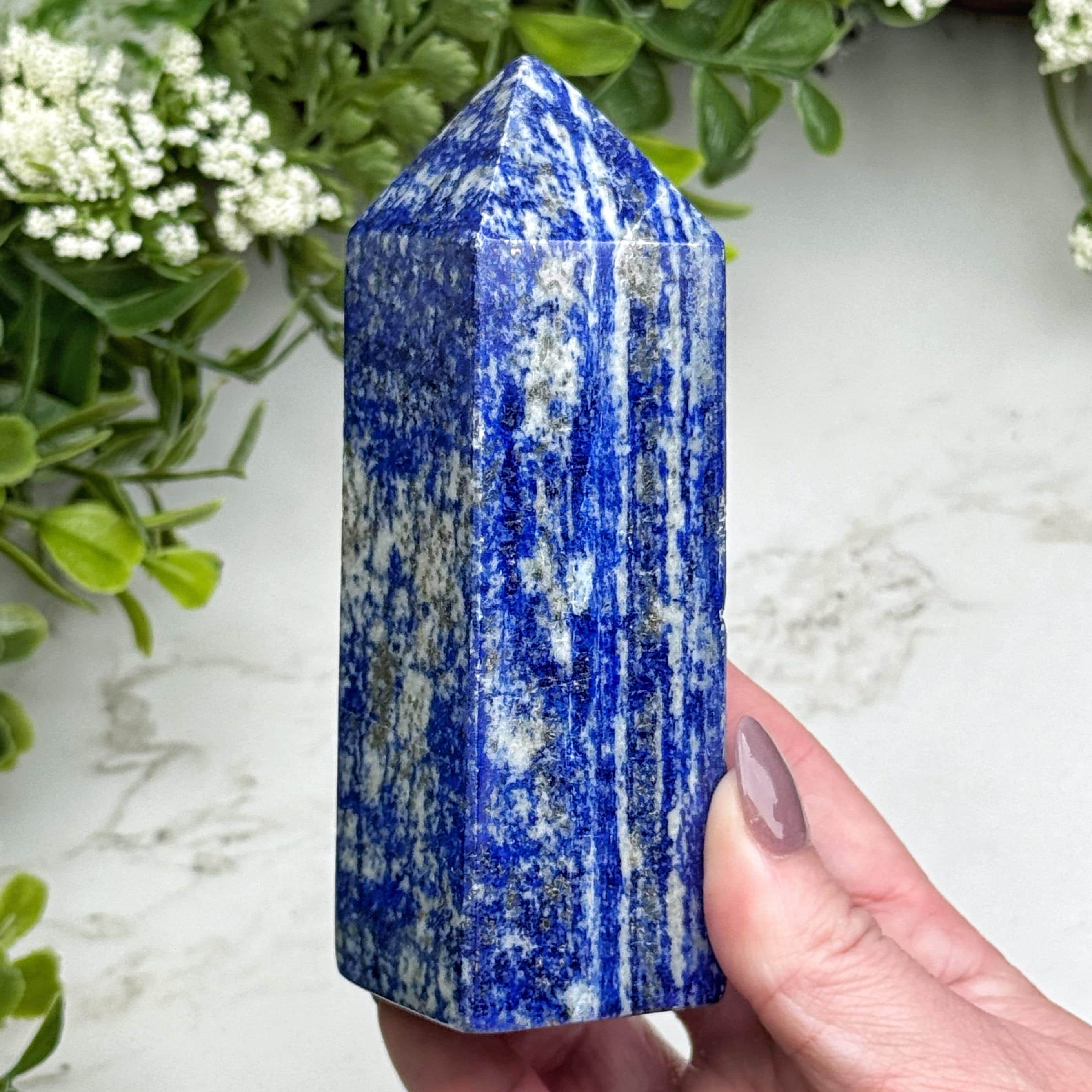 Lapis Lazuli Point | 331g | - #1 (polished Blue Crystal Tower, Third-eye Chakra, Healing Stone, Intuition)
