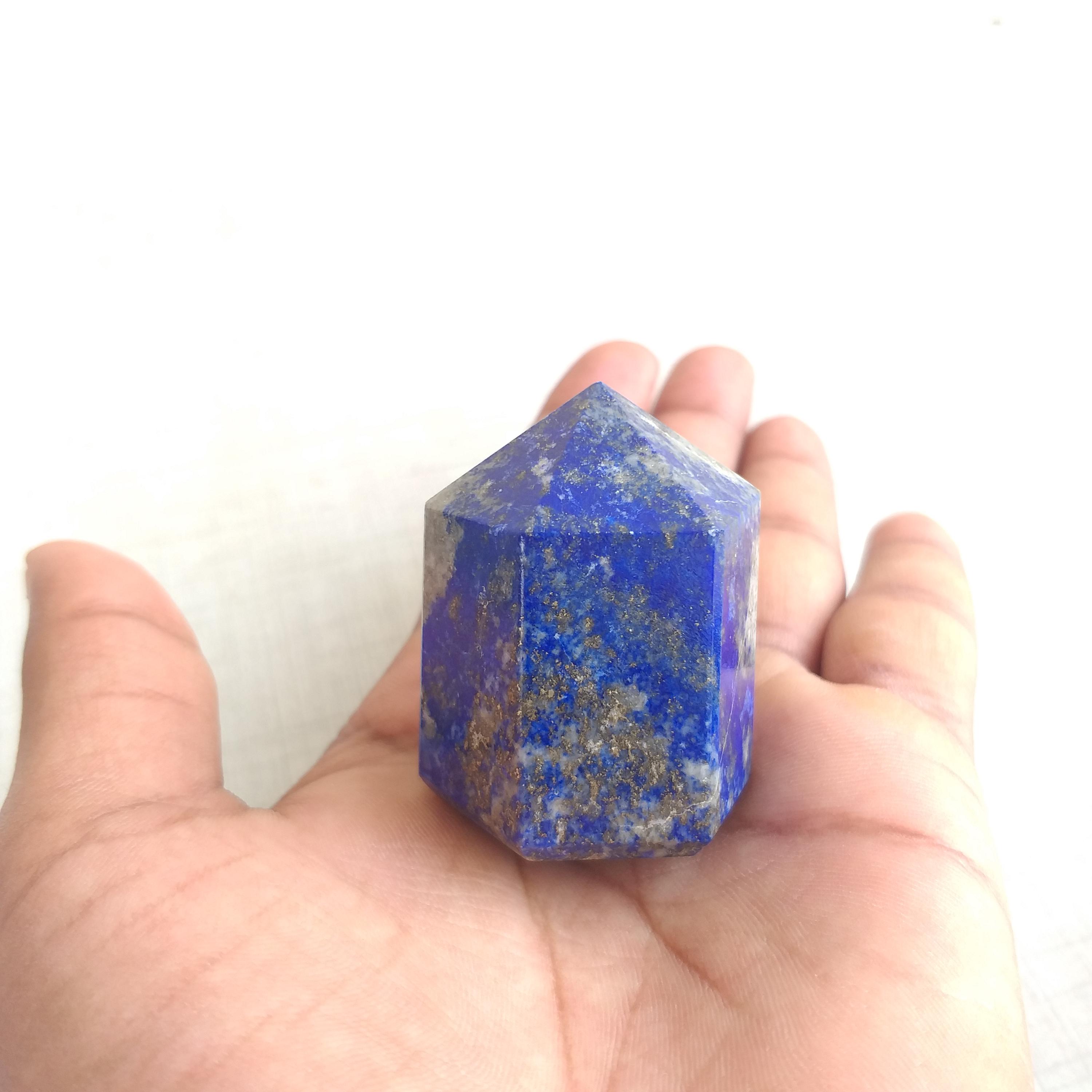 Polished Lapis Lazuli Stone Tower: Handmade Healing Crystal (1.8'', 107.4 Gram) Polished Lapis Lazuli Stone Tower: Handmade Healing Crystal (1.8'', 107.4 Gram)