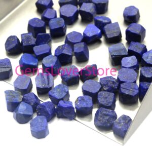 25 Hand Cut Lapis Lazuli Gemstones: 10-12mm Raw Jewelry Making