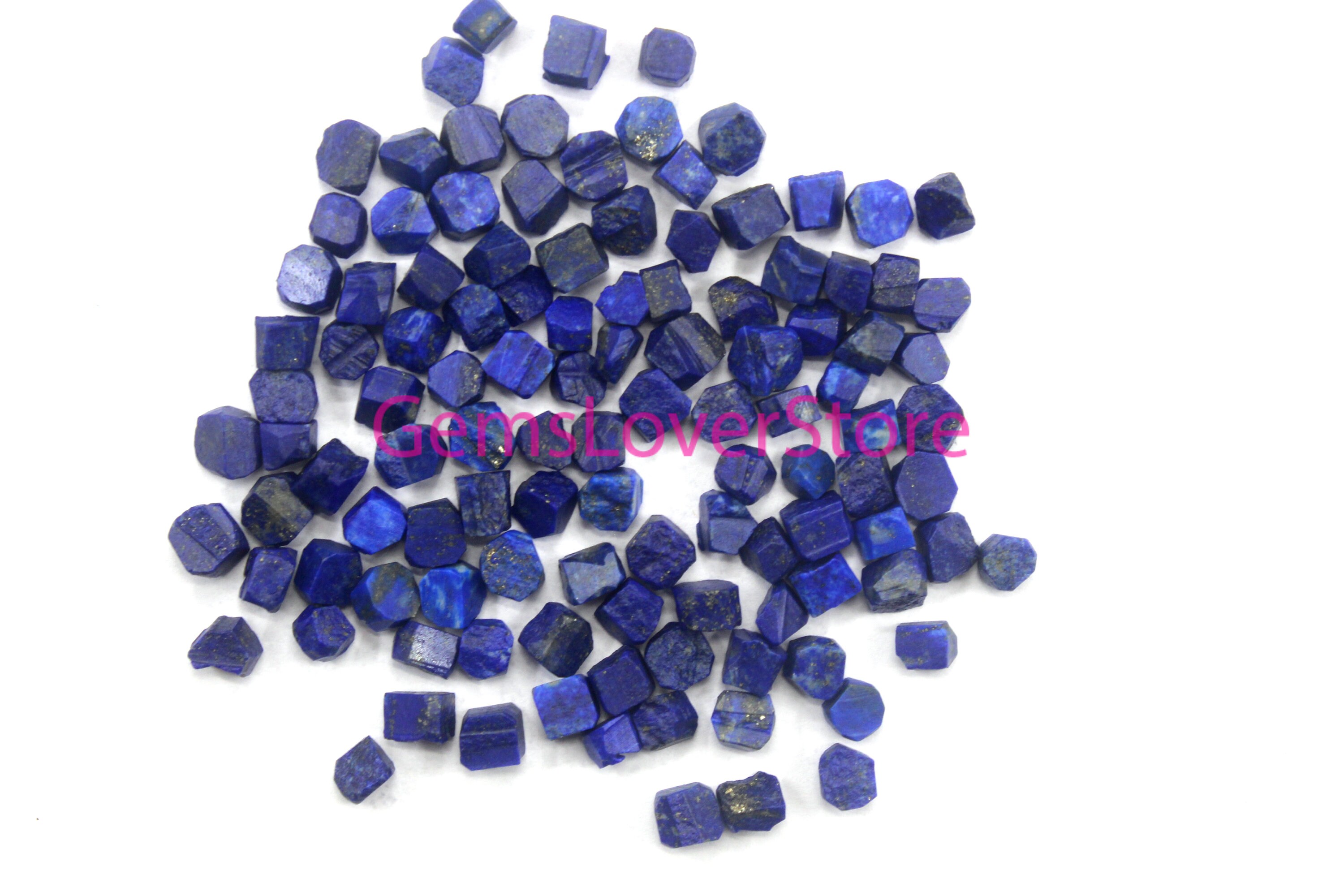 50 Natural Lapis Lazuli Rough Gemstones: Untreated Crystal Pieces (6-8 Mm)