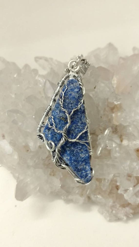 Beautiful Wire Wrapped Rough Lapis Tree Of Life