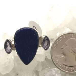 Abstract Lapis And Purple Crystal Ring, Size 9