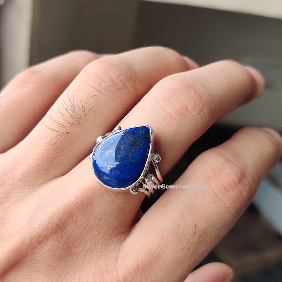 Lapis Lazuli Ring: Handcrafted 925 Sterling Silver Band