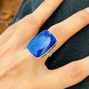 Handmade Lapis Lazuli 925 Sterling Silver Ring - Copper Mix Gemstone