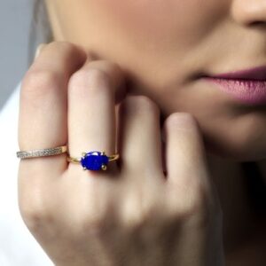 Handmade Lapis Lazuli Ring · Oval Gemstone Ring · Stackable Rings For Women · Engagement Ring · Minimalist Stone Ring