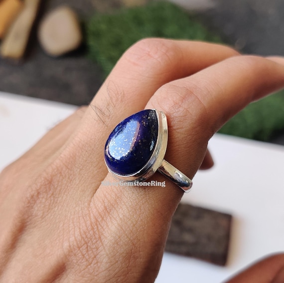 Handmade Ring, Lapis Lazuli Jewelry, Statement Ring: 925 Sterling Silver Handmade Ring, Lapis Lazuli Jewelry, Statement Ring: 925 Sterling Silver