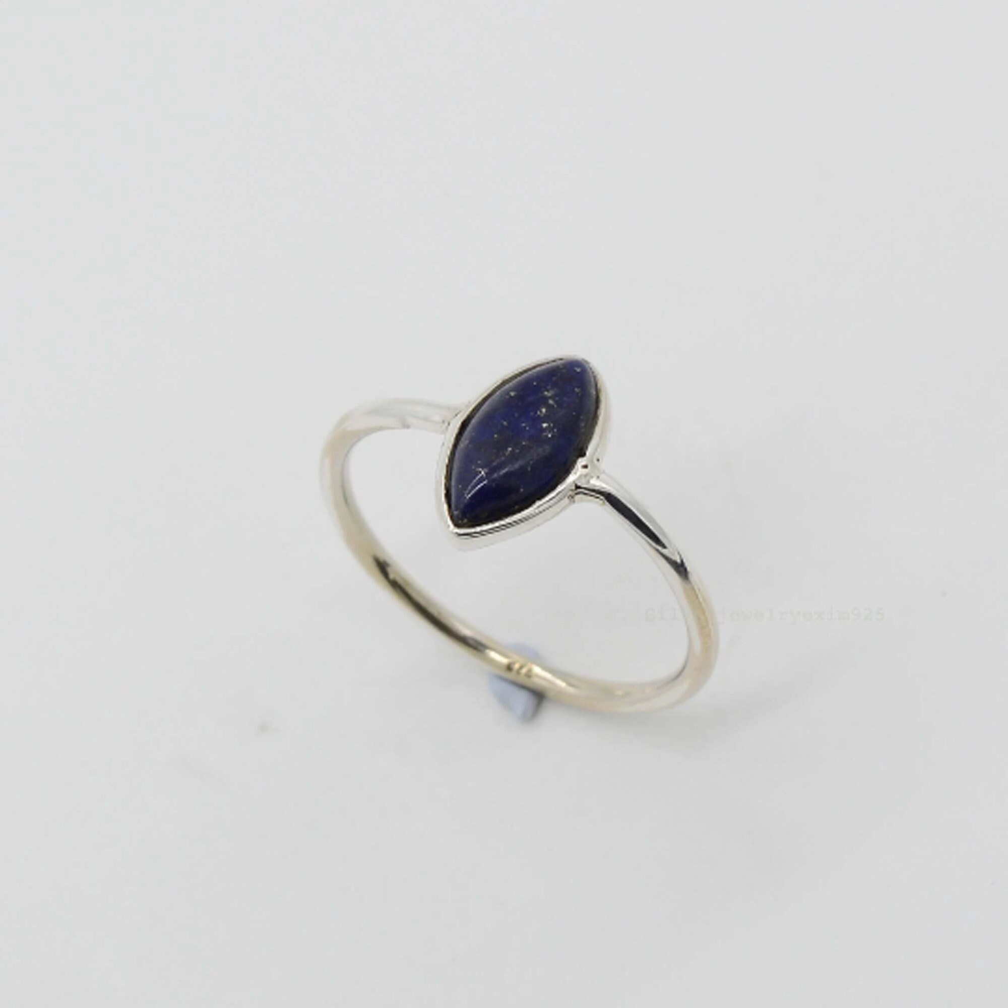 Handmade Marquise Lapis Lazuli Sterling Silver Ring Handmade Marquise Lapis Lazuli Sterling Silver Ring