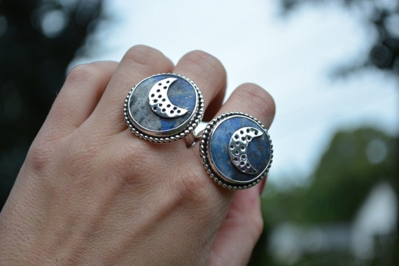 Lapis Moon Ring, Lapis Ring, Lapis Lazuli, Moon, Statement Ring Size 6.75 Lapis Moon Ring, Lapis Ring, Lapis Lazuli, Moon, Statement Ring Size 6.75