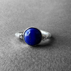 Natural Hammered Lapis Lazuli Stone Silver Ring, Navy Blue Pyrite Included Lapis Stone Ring, Lapis Lazuli Ring Size 7, Lapis Lazuli Jewelry