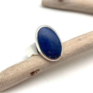 Oval Lapis Lazuli Ring, 925 Sterling Silver, Minimalist Design Oval Lapis Lazuli Ring, 925 Sterling Silver, Minimalist Design