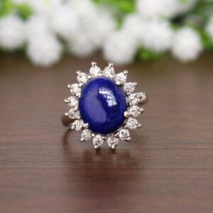 Lapis Lazuli Silver Ring, Lapis Lazuli Jewelry, Alternative Engagement Ring, Anniversary Ring, Wedding Ring,flower Ring, Customize Ring