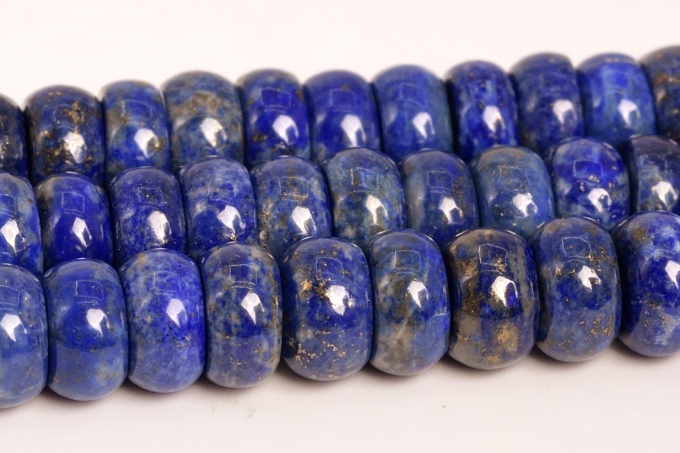 8-9x4-7mm Deep Blue Lapis Lazuli Beads Afghanistan Grade A Genuine Natural Gemstone Rondelle Loose Beads 15"/ 7.5" Bulk Lot Options (108746)