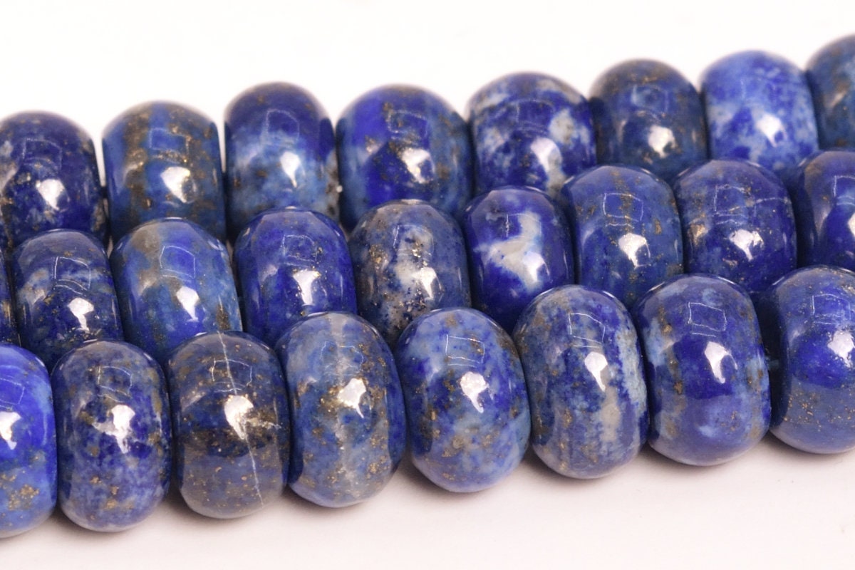 9x5-8mm Deep Blue Lapis Lazuli Beads Afghanistan Grade A Genuine Natural Gemstone Rondelle Loose Beads 15" / 7.5" Bulk Lot Options (108744)
