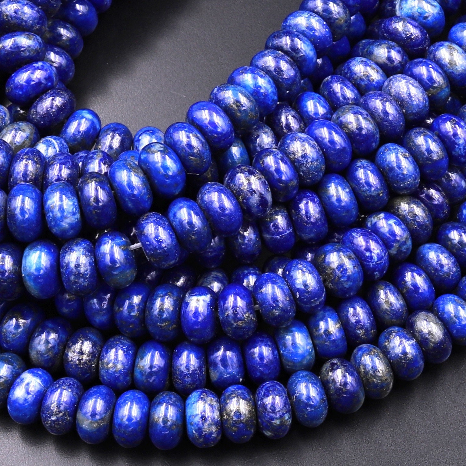 Aa Natural Lapis Beads Smooth Rondelle Beads 6mm 8mm 10mm 12mm 15.5" Strand