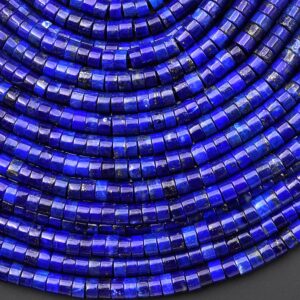 Aaa Natural Blue Lapis 3mm 4mm 5mm 6mm Heishi Rondelle Beads 15.5" Strand