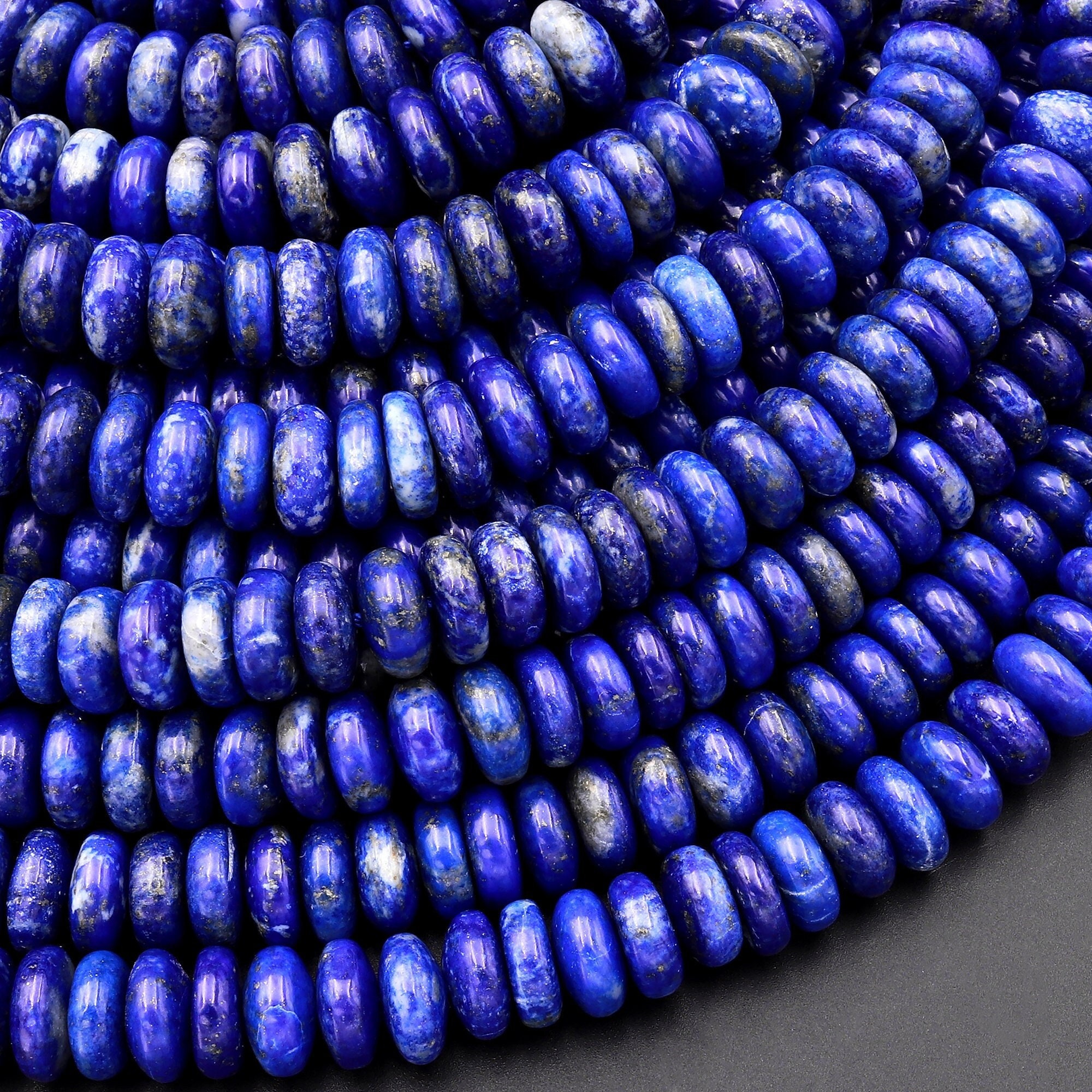 Aaa Natural Blue Lapis Lazuli Beads Smooth Rondelle Beads 6mm 8mm 10mm 15.5" Strand