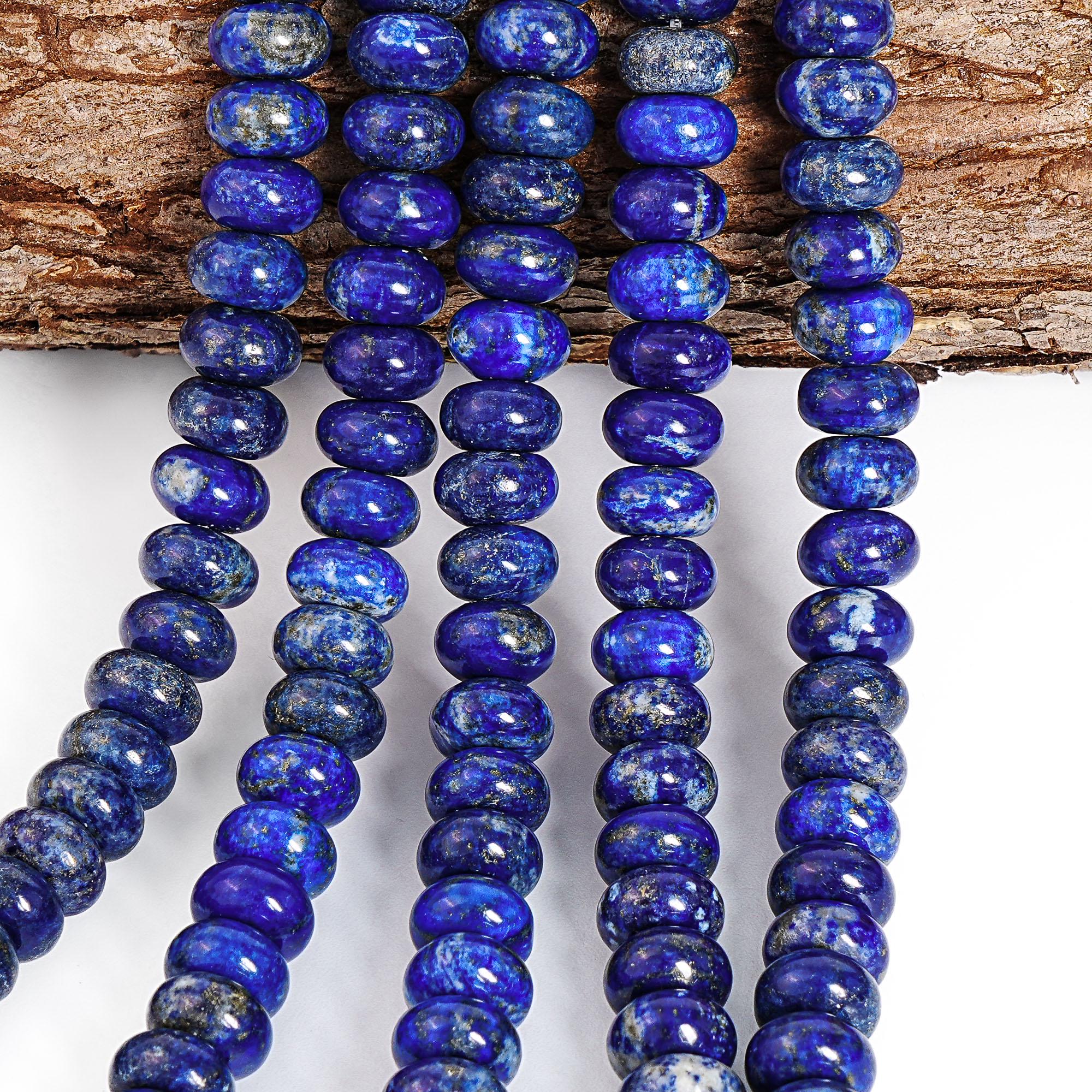 Blue Lapis Lazuli Gemstone Grade Aaa Rondelle Loose Beads Full Strand For Jewelry Making