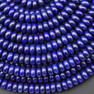 Blue Lapis Smooth 6mm 8mm Rondelle Beads 15.5" Strand