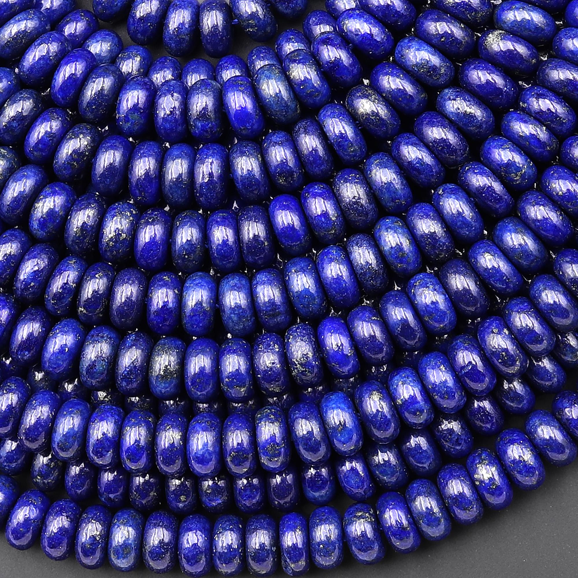 Blue Lapis Smooth 6mm 8mm Rondelle Beads 15.5" Strand Blue Lapis Smooth 6mm 8mm Rondelle Beads 15.5" Strand