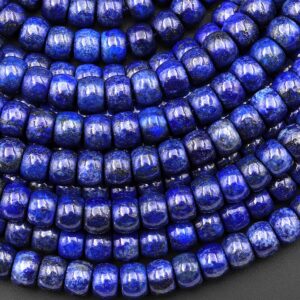 Blue Lapis Smooth 8mm 10mm Rondelle Wheel Beads 15.5" Strand
