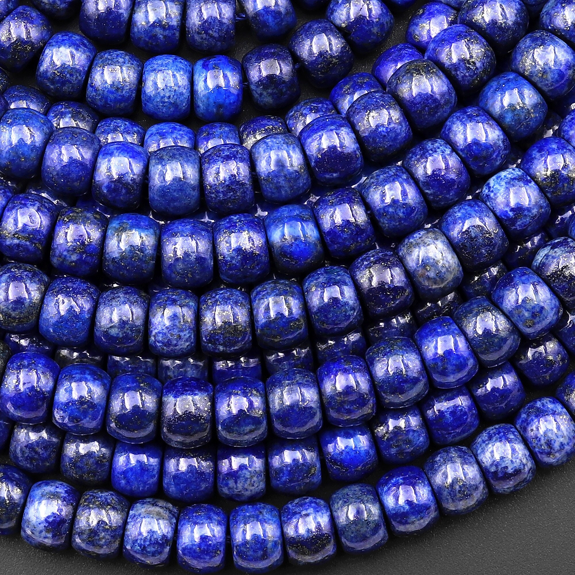 Blue Lapis Smooth 8mm 10mm Rondelle Wheel Beads 15.5" Strand Blue Lapis Smooth 8mm 10mm Rondelle Wheel Beads 15.5" Strand