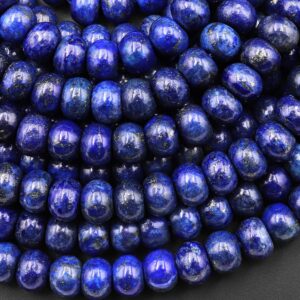 Blue Lapis Smooth 8mm 10mm Rondelle Beads 15.5" Strand