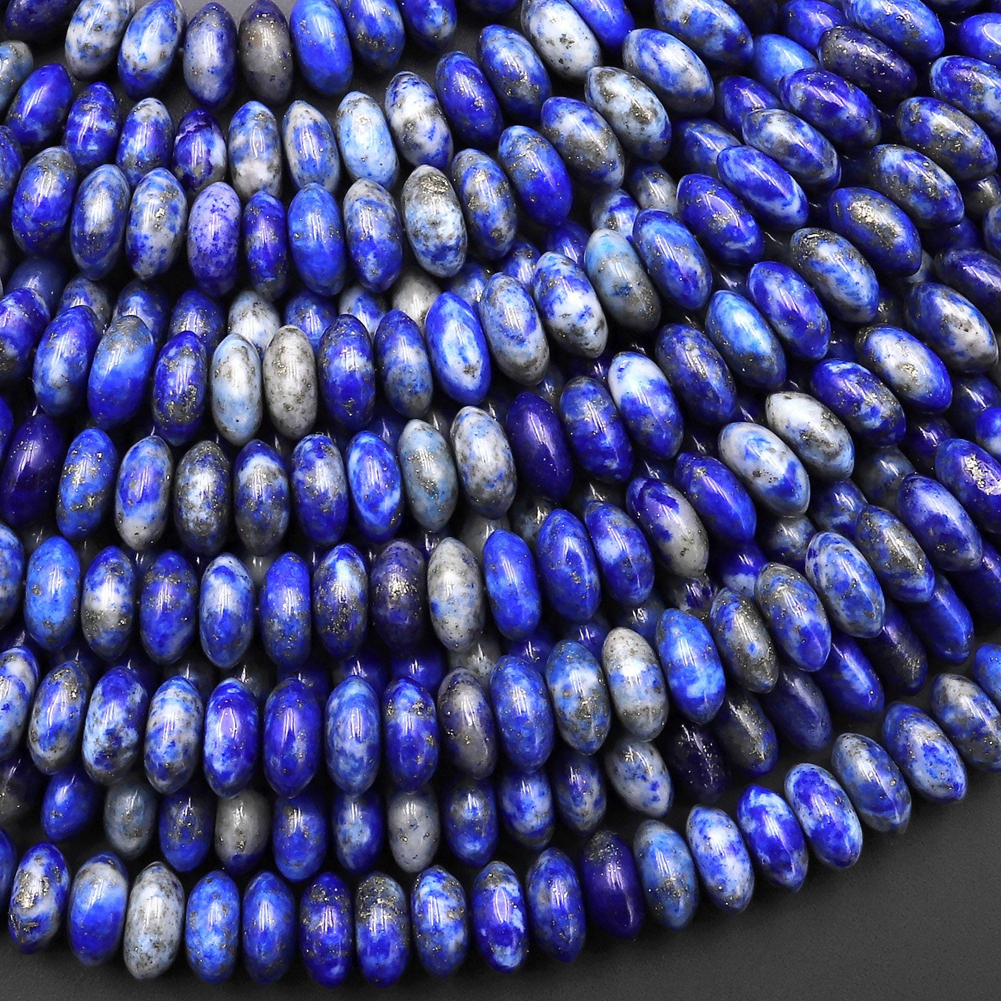 Natural Lapis Beads Smooth Thin Rondelle Saucer Beads 6mm 15.5" Strand