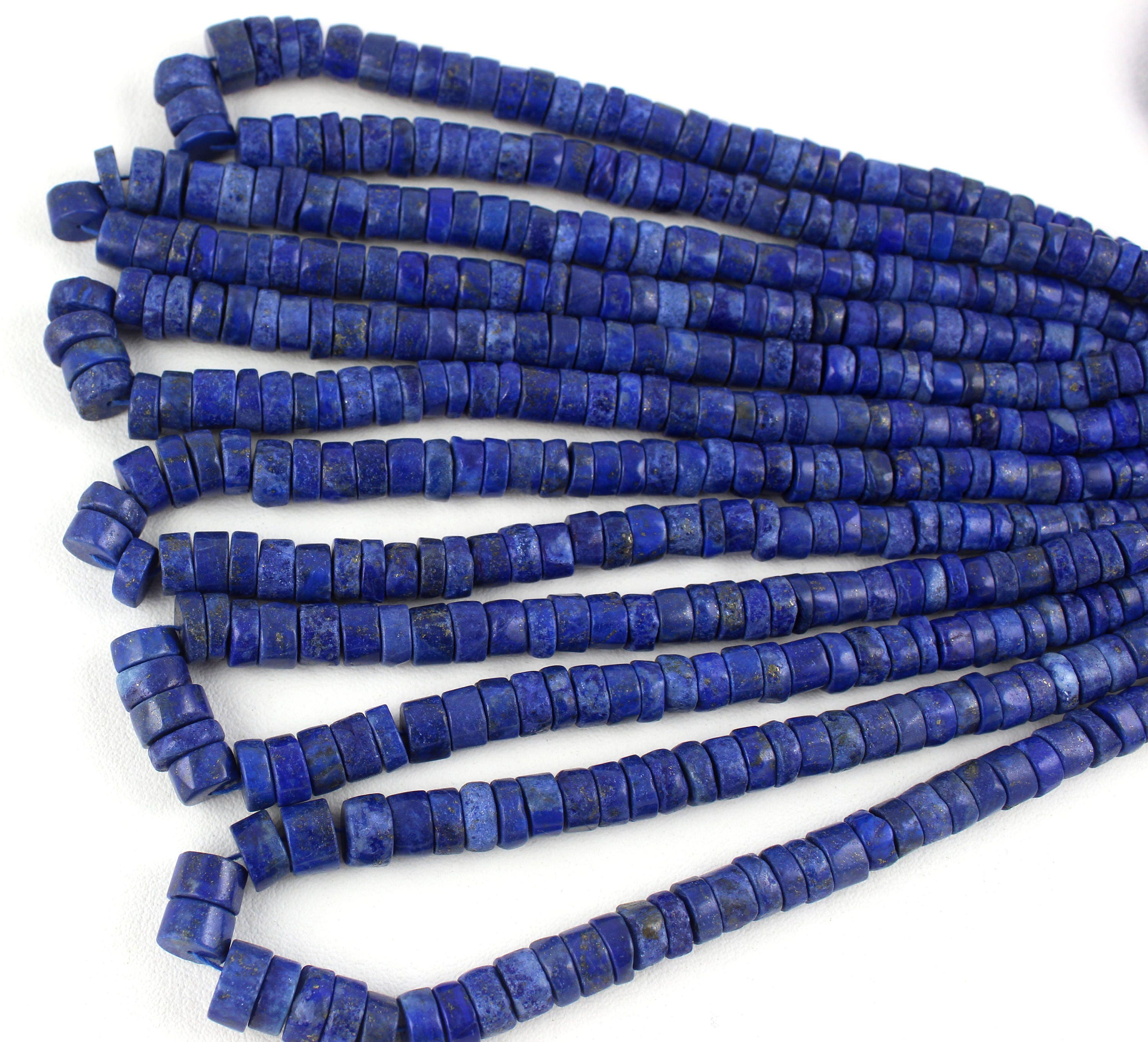 Natural Lapis Lazuli Tyre Beads: 7-12mm Smooth Wheel Strand (14 Inch)