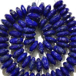 Very Beautiful~Natural Lapis Lazuli Gemstone Beads/18” 14*15mm Width German Cut Lapis Rondelles/1mm Hole 18" Lapis Lazuli Stone Beads Strand