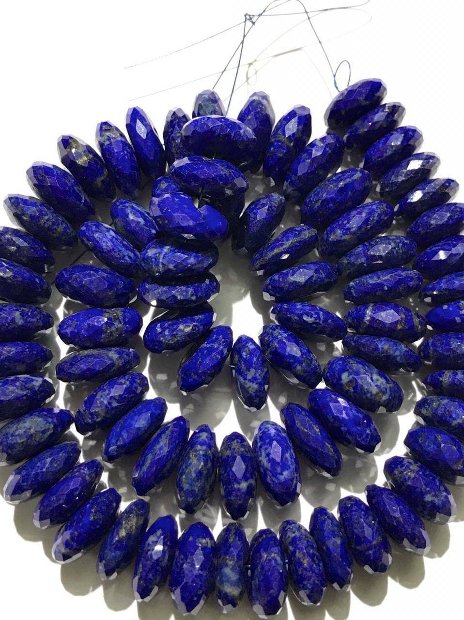 Very Beautiful~natural Lapis Lazuli Gemstone Beads/18” 14*15mm Width German Cut Lapis Rondelles/1mm Hole 18" Lapis Lazuli Stone Beads Strand
